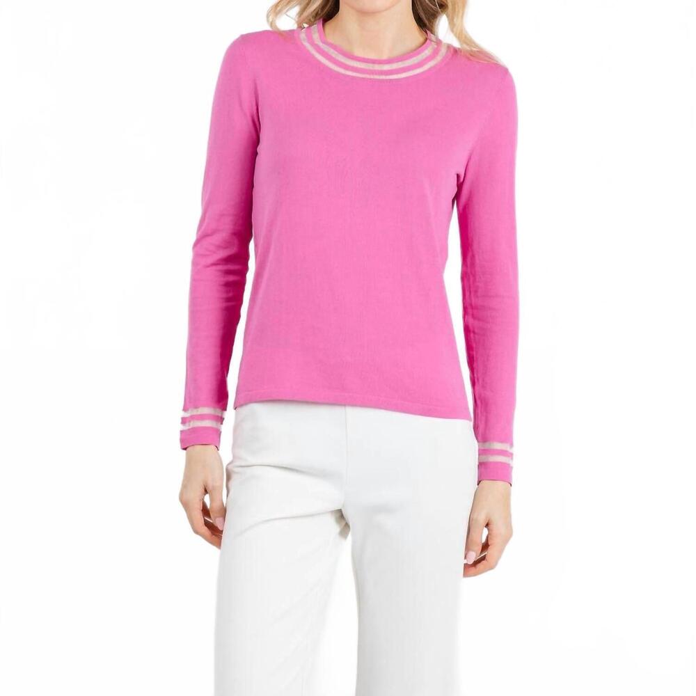 NEW PEACE OF CLOTH sheer stripe long sleeve crew top in petal
